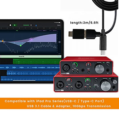 USB C Cable for Focusrite Scarlett Solo 3rd 4th Gen, Scarlett 2i2 3rd Gen - style: Glossy