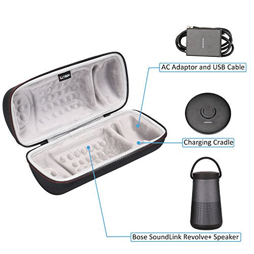 LTGEM Travel Case for Bose SoundLink Revolve+ Series II Speaker | Fits Charging Cradle, Fits AC Adaptor and USB Cable - color: Gray