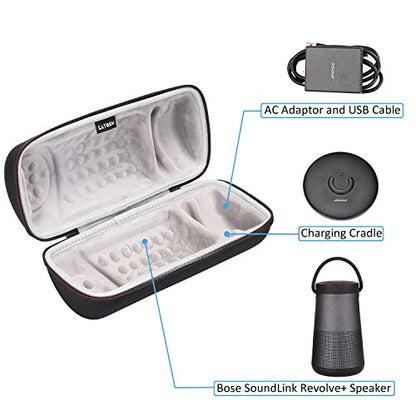 LTGEM Travel Case for Bose SoundLink Revolve+ Series II Speaker | Fits Charging Cradle, Fits AC Adaptor and USB Cable - color: Gray