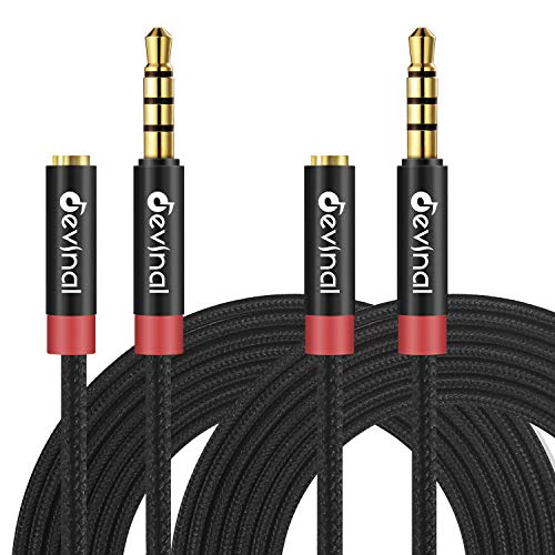 3.5mm TRRS Headphone Extension Cable, 1/8" inch Female 4-Pole to Male Extension Cord, Mini-Jack Aux Stereo Audio Connector 10Ft/3M (2 Pack) - size: 10 Ft
