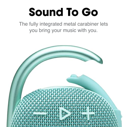 JBL Clip 4, Teal - Portable Bluetooth 5.1 Speaker - Up to 10 Hours of Play - Waterproof & Dust Resistant - Includes Noise & Echo-Canceling Speakerphone - color: Teal
