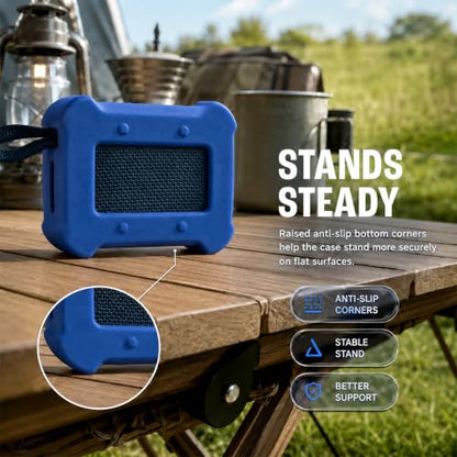 Silicone Case for JBL Go 5 with Metal Carabiner, Dark Blue, Case Only | Thickened Edges, Inner Cushioning Ribs, Easy Button Access, Uncovered Grille and Edge Light, for Travel and Outdoor Use - color: Dark Blue