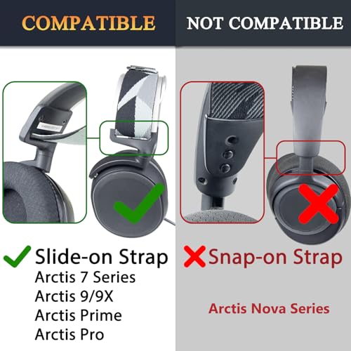 SOULWIT Headband Cover for SteelSeries Arctis 7/7+/7X/7X+/7P/7P+/9/9X/Pro/Prime Gaming Headsets, Replacement Headstrap Pad Repair Part - Black Line - color: Black Line