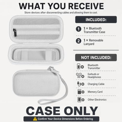 COMECASE Bluetooth Transmitter Case for AirFly SE/Pro 2/Pro/Duo | Hard EVA, Deep Mesh Pocket, Dual Elastic Straps, Fits for Avantree Relay, for 1Mii, Airplane Travel Tech, Case Only, White - color: White