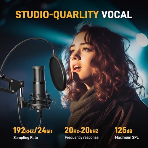 MAONO USB Condenser PC Microphone for Record Podcast Stream Singing Vocal