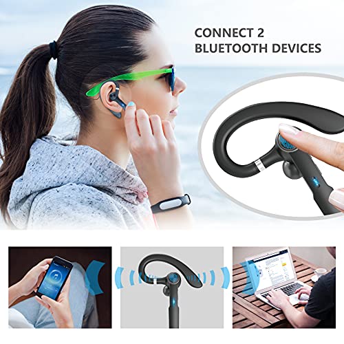 Bluetooth Earpiece with MIC, Trucker Headset 50Hrs with Charging Case, in-Ear Headphones Wireless Earphones for Business,Office and Driving