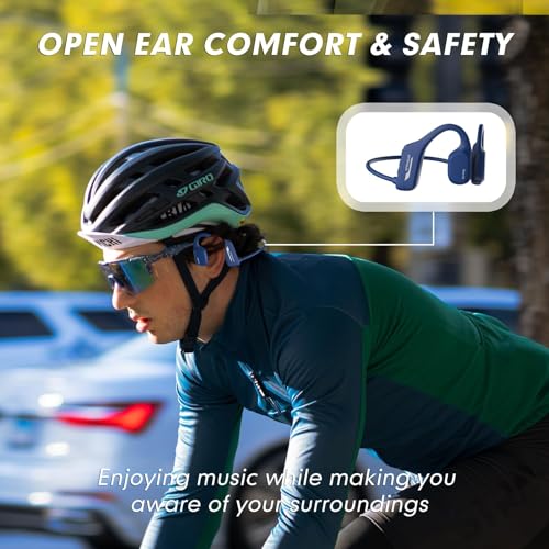 Bone Conduction Headphones - IPX8 Waterproof Bluetooth Head Set with 8G Memory for Swimming - color: Blue