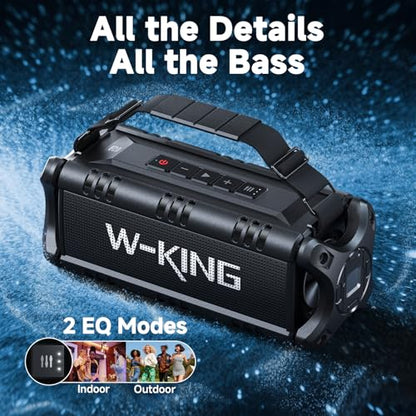 W-KING Bluetooth Speaker, 90W Max Loud IPX6 Waterproof Portable Speaker, 50W Deep Bass/Subwoofer *2/40H/EQ/TF/AUX, 105dB Large Boombox Outdoor Speakers Bluetooth Wireless for Party/Camping/Jobsite - color: ALL-BLACK