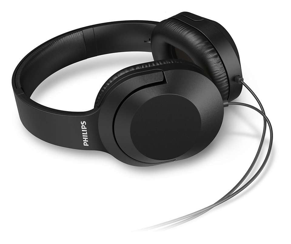 Philips Audio H2005BK/00 Over-Ear Stereo Headphones Wired (2 m Cable, 40 mm Neodymium Drivers, Passive Noise Isolation, Adjustable Headband, Lightweight) Black - size: One Size No Mic