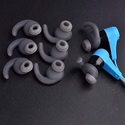 3 Pairs Silicone Hooks Eartip Eartips Earbuds Eargels Compatible with Synchros Reflect BT Sports Wireless Bluetooth Earphones(Black)