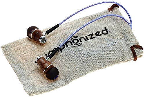 Symphonized NRG 2.0 Wood Earbuds Wired, in Ear Headphones with Microphone for Computer & Laptop, Noise Isolating Earphones for Cell Phone, Ear Buds with Booming Bass (Metallic Purple)