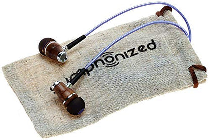 Symphonized NRG 2.0 Wood Earbuds Wired, in Ear Headphones with Microphone for Computer & Laptop, Noise Isolating Earphones for Cell Phone, Ear Buds with Booming Bass (Metallic Purple)