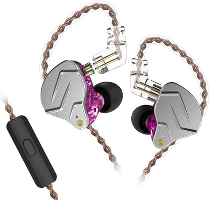 KZ ZSN Pro Wired Earbuds in-Ear Headphones with 3.5mm Plug,Microphone with Built-in Remote to Control Music, Phone Calls,in-Ear Monitors with 2 Pin Detachable Tangle-Free Cable(Purple with Mic) - color: Purple, size: With Mic
