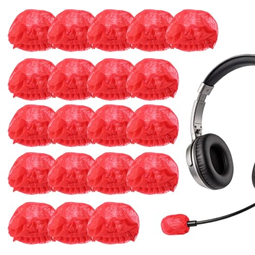 MECCANIXITY 50 Pcs Disposable Lapel Headset Microphone Windscreen, Non-Woven Mini Size Lavalier Microphone Windscreen Headset Mic Covers for Hole Ear-Hook Headsets, Lavalier Mic, Red - color: Red