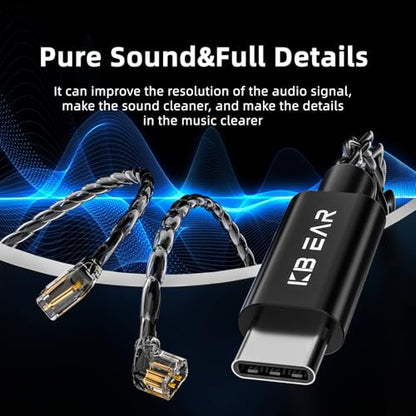 keephifi 1.5m/5ft CX01 2PIN USB C IEM Cable with Mic | Upgraded OFC Headphone Cable Earbuds Wire for Moondrop blessing/Aria; Truthear Hexa/Zero; Simgot EW100P - color: Black