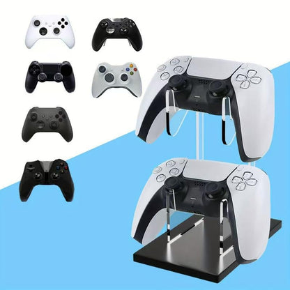 Game Controller Holder 2 Tiers - Universal Dual Controller & Headphone Stand, Acrylic Clear Display Stand Compatible with Nintendo Switch, Xbox, PS5, PS4 - Desk Mounts - size: 2 Tiers