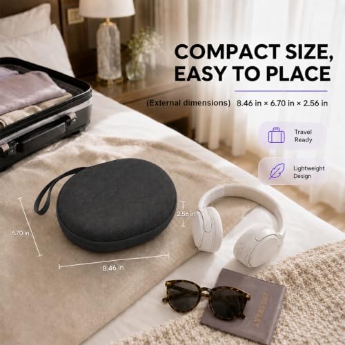 Hard Headphone Case for JBL Tune 770NC/510BT/720BT/520BT/670NC | Wave Foam, Elastic Strap, Soft Lining, Mesh Pocket, Carry Handle, Folded Headphone Storage, Black, Case Only - color: Black