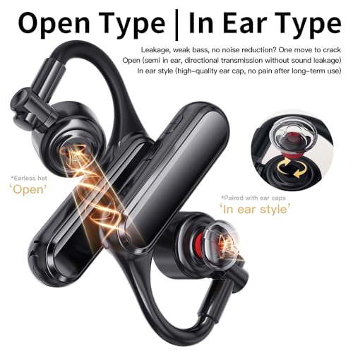 Open Ear Bluetooth 5.4 Headset, Wireless Mono Earpiece | ENC Noise Cancelling Mic, 30H Talk Time, Single Ear, iPhone Samsung Android Compatible