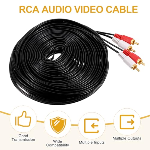 MECCANIXITY 49ft RCA Cable, 2RCA Male to 2RCA Male Audio Video Speaker Cable for Subwoofer Amplifier Home Theater DVD TV - size: 49ft, style: 2RCA Male to 2RCA Male