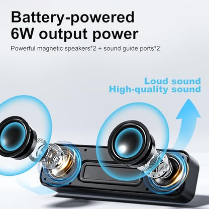 Computer Speakers for Desktop PC,Rechargeable Bluetooth Speaker,Small Computer Soundbar with Stereo & Bass,3.5mm Aux-in,TF Port,Loud Volume for Web Conferences,Teacher,Music (Black) - color: Black