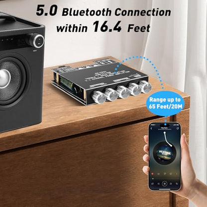 Daakro ZK-TB21 Bluetooth Amplifier Board,50W+50W+100W 2.1 Channel Subwoofer Amp Board with Treble and Bass Control,DC 12-24V, Bluetooth and AUX Inputs, DIY Wireless Speakers AMP Board, Password Free - color: ZK-TB21