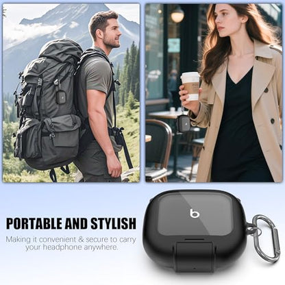 Protective Cover for Beats Powerbeats Pro 2 Case with Secure Lock & Phone Stand, Shockpoof Protection Clear Case Compatible with Beats Powerbeats Pro2 Earbuds with Cleaner Kit & Keychain (Black) - color: Black