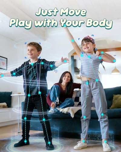 Kids Video Game Console - AR Motion & Active Play System for TV | Plug & Play Offline AI Motion Tracking+ Gamepad. Preloaded Games. Gift for Boys & Girls Ages 4–12. Fun for Family & Playdates