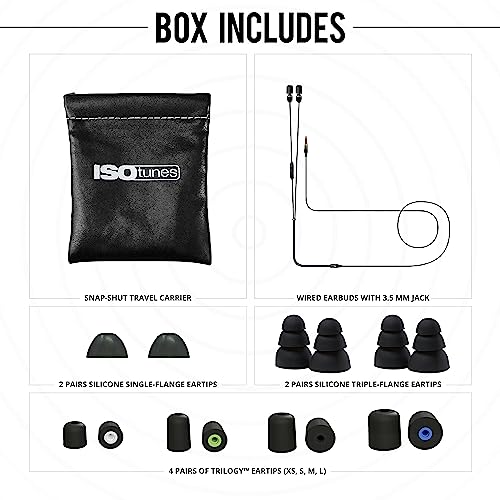 ISOtunes Wired Hearing Protection Headphones, OSHA Compliant Work Earbuds | Noise-cancelling mic, IPX5 water resistance, braided wire, noise-isolating fit, recently improved durable design