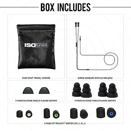 ISOtunes Wired Hearing Protection Headphones, OSHA Compliant Work Earbuds | Noise-cancelling mic, IPX5 water resistance, braided wire, noise-isolating fit, recently improved durable design