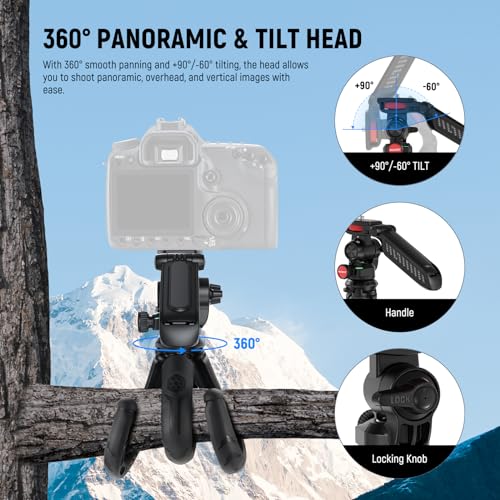 NEEWER Mini Flexible Tripod for iPhone & Camera with Remote/Handle/Phone Holder/Action Camera Adapter, Portable Pocket Desk Tripod for Travel Vlogging Compatible with iPhone GoPro Samsung, TP36 - style: T36