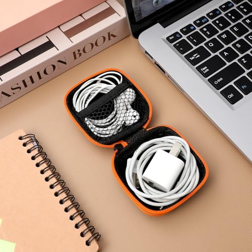 Mini EVA Headphone Case with Smooth Zipper for Travel Storage - color: Orange