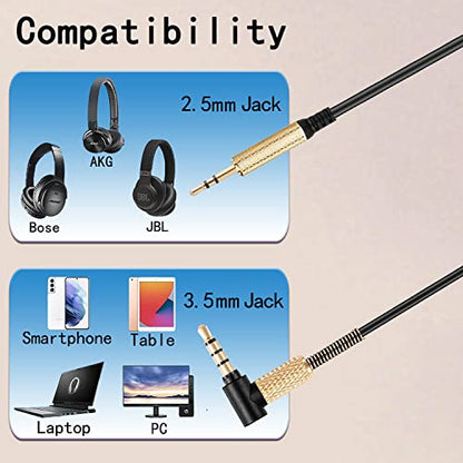 FAAEAL QC45 Coiled Audio Cable Replacement for Bose QC35 QC25 NC700 JBL E45BT E55BT E65BTNC 750NC Headphones, 2.5mm to 3.5mm(1/8”) in-line Mic Control Extension Aux Cord(4.2ft-8ft) - size: 4.2ft-8ft w/mic