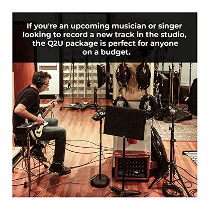 SAMSON Q2U USB/XLR Dynamic Microphone Recording and Podcasting Pack (Black) | For recording and podcasting