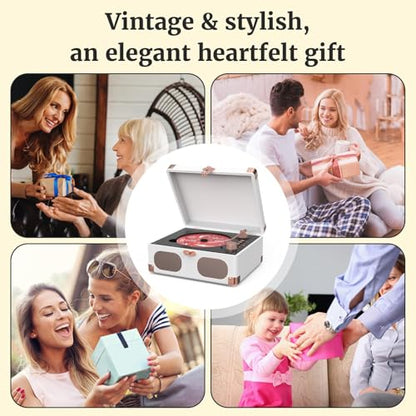 RetroAudio CD Player with Speakers Retro Portable CD Players for Home Music Player with Remote Control,V5.4 Bluetooth in&Out Desktop Suitcase CD Player with AUX in, Headphone Jack,USB Playback，White - color: White