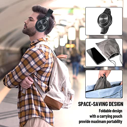Rydohi Bluetooth Headphones Over Ear, 68H Playtime and 3 EQ Music Modes Wireless Headphones with Microphone/Deep Bass, HiFi Stereo Foldable Lightweight Headset for PC Home Travel Office （Black - color: Black