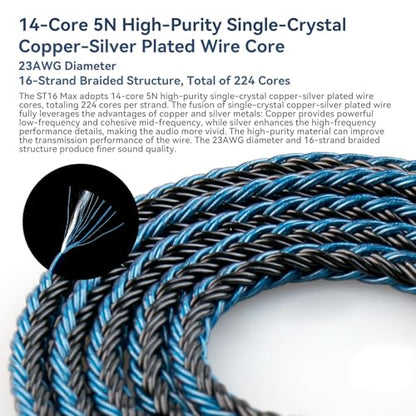 keephifi 5ft 2 Pin IEM Cable, KBEAR ST16-Max 1.5m in Ear Monitor Cable Earbud Wire, 16-Strand SPC HiFi Headphone Cable for Truthear x Crinacle Zero?Moondrop Blessing 3, Kiwi Orchestra Lite etc - color: Black, style: 3.5 2PIN