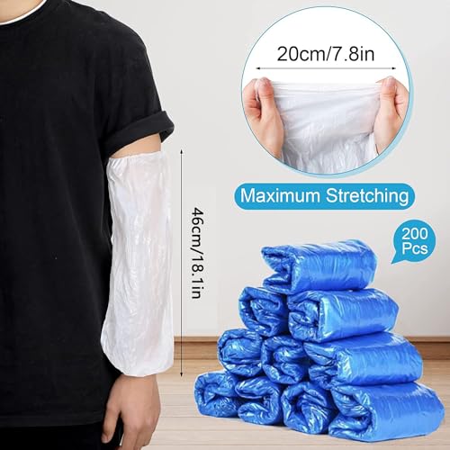 Disposable Oversleeves Covers, 200PCS Plastic Arm Sleeves Covers for Painting Repairing Cleaning Tattooing - Blue - color: Blue