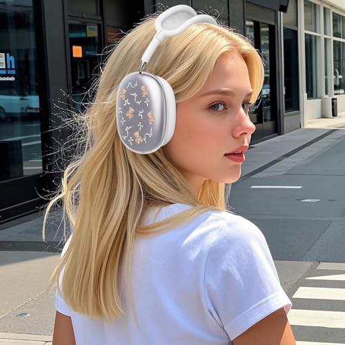 for AirPods Max Headphones Bear Bow Ear Covers for AirPods Max 2 | Cute Clear Ear Cups Cover | White Silicone Ear Pad Case Headband Cover for Apple AirPods Max 2/1 (2026/2024/2020) - color: Bear Bow A/White