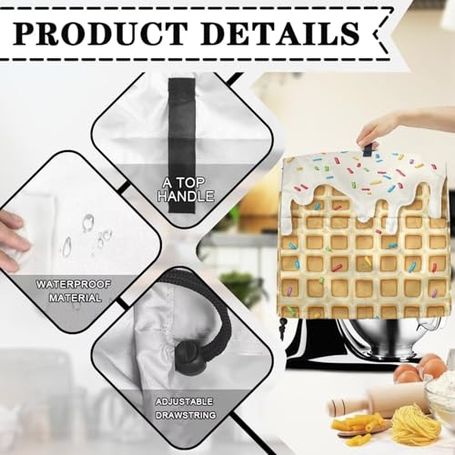 Stand Mixer Dust Cover with Top Handle, Stand Mixer Organizer Bags with Front Pockets Dust-Proof Stand Blender Cover Kitchen Attachments Ice Cream - color: Ice Cream, size: S