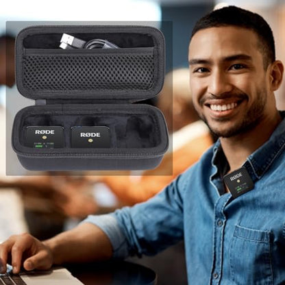 Aenllosi Hard Case for Rode ME/GO III/GO II Dual Channel Microphone, Black | EVA hard shell, Water-resistant design, Impact-resistant design, Protective case only - color: Black