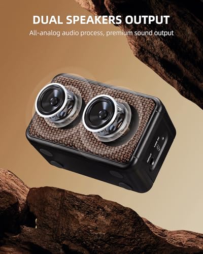 LEKATO Mini Guitar Amplifier, Dual Speakers 5W, Rechargeable Electric Guitar Amp Bluetooth with Clean Overdrive, 6H Working, Headphone Jack, Portable Small Amp for Practice AG-04 (Brown) - color: Brown