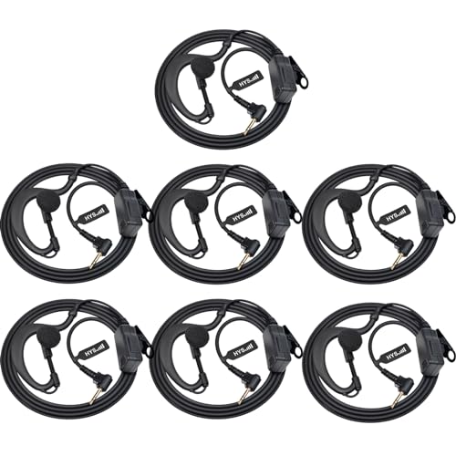 HYS G Shape Soft Ear Hook Walkie Talkie with Mic Headset, Push to Talk Earpiece with Mic for Motorola T460 T100 T800 T600 Talkabout Radio Walkie Talkies Single Pin - size: 7pcs