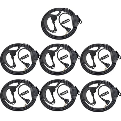 HYS G Shape Soft Ear Hook Walkie Talkie with Mic Headset, Push to Talk Earpiece with Mic for Motorola T460 T100 T800 T600 Talkabout Radio Walkie Talkies Single Pin - size: 7pcs