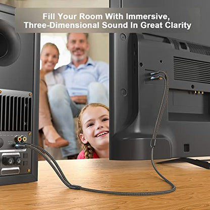 RCA Cable Subwoofer Cable 2RCA Male to 2RCA Male Stereo Audio Cable Y Splitter 24K Gold-Plated Nylon Braided Double Shielded Digital Analogue Supports Amplifiers,Home Theater,Hi-Fi System(6.6ft/2m) - size: 6.6ft/2m, style: 2RCA to 2RCA