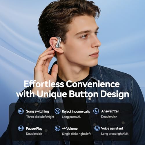 M145 Bluetooth Earphone Over Ear Extra-Large Font Display(Silver) | with Ear Hooks,60H Playtime,Over Ear Buds IPX6 Waterproof for Business Sport Workout Running Daily&myopia and presbyopia - color: Silvery