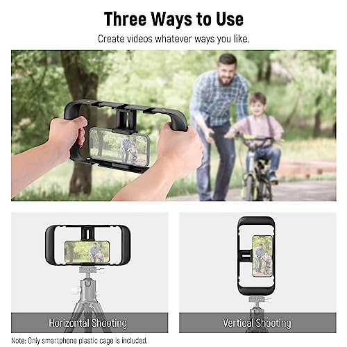 NEEWER Smartphone Video Rig, Phone Video Stabilizer Grip Vlogging Cage with Cold Shoe Tripod Mount, Phone Rig for Videomaker Film Maker Video grapher Compatible with iPhone Samsung and More, A104 | Cold Shoe, 1/4 Inch Thread, Video Recording Film Rig, Com