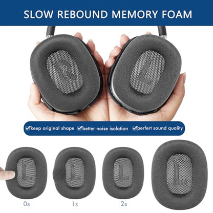 GEVO Upgraded Ear Cushions Replacement Earpads for AirPods Max 1 & 2 Headphones, Mesh Fabric Ear Pads Ear Covers Cups with Memory Foam and Magnet for AirPods Max 1 & 2 (Space Gray) - color: Space Gray