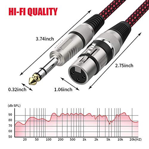 BIFALE XLR Female to 1/4" TRS Cable 6ft 2Pack, Nylon Braided Microphone Cable Balanced 6.35mm (1/4 Inch) TRS to XLR Cable Heavy Duty Mic Cable - size: 6FT 2Pack, style: TRS/XLR Female