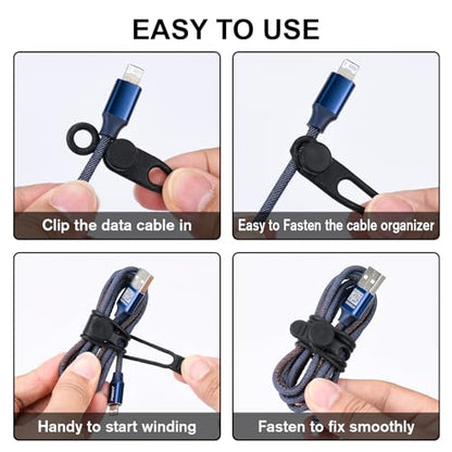 32Pcs Silicone Cable Ties, Data Cable Organizer Silicone Cable Straps Cord Ties Wrap Reusable Wire Organizers Elastic Cables Cord Management Organizers for Electronics, Home, Office, School, Travel