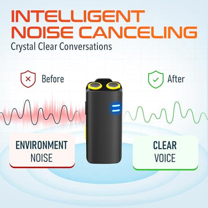 Delton M27 Wireless Lavalier Microphones with Charging Case | Clip-On Lapel Mics for iPhone Android Phone, Intelligent Noise Cancelling Microphone for Video Recording, Podcast, TikTok